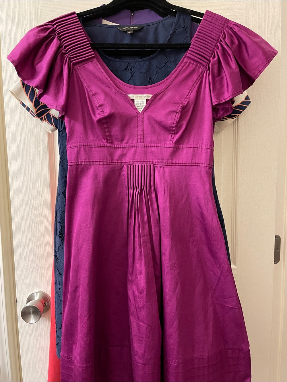 Diane Von Furstenberg Magenta Fit-and-Flare Dress